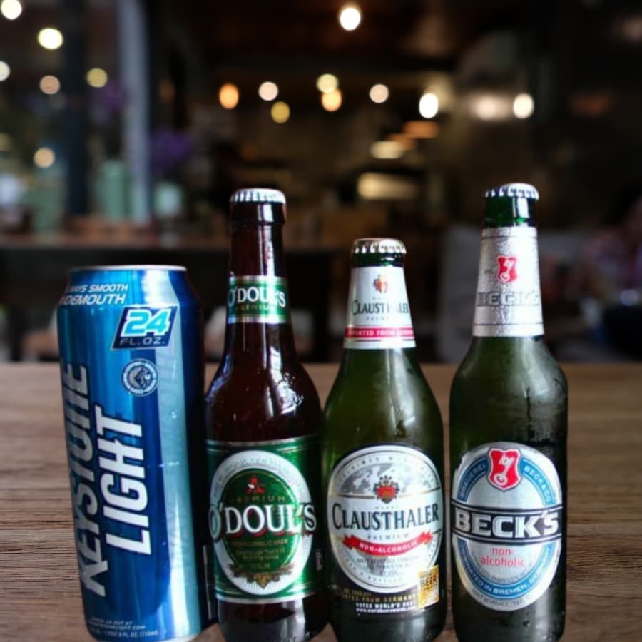 A selection of non alcoholic beers