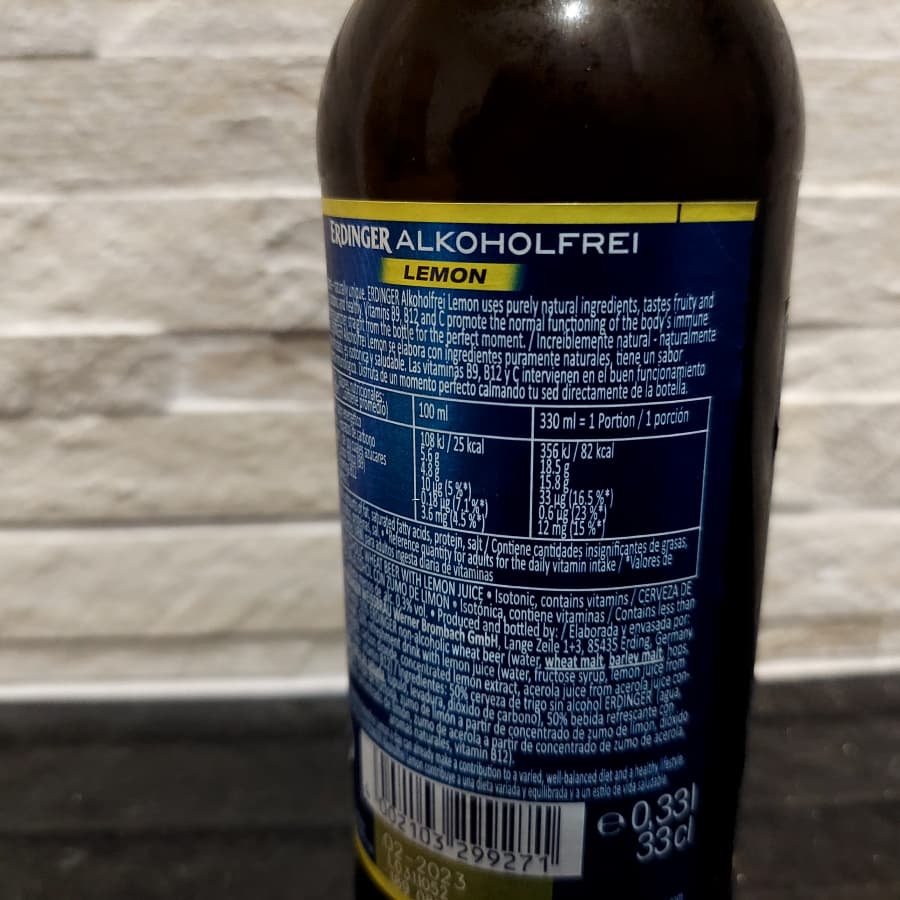 erdinger alkohol frei lemon ingredients list