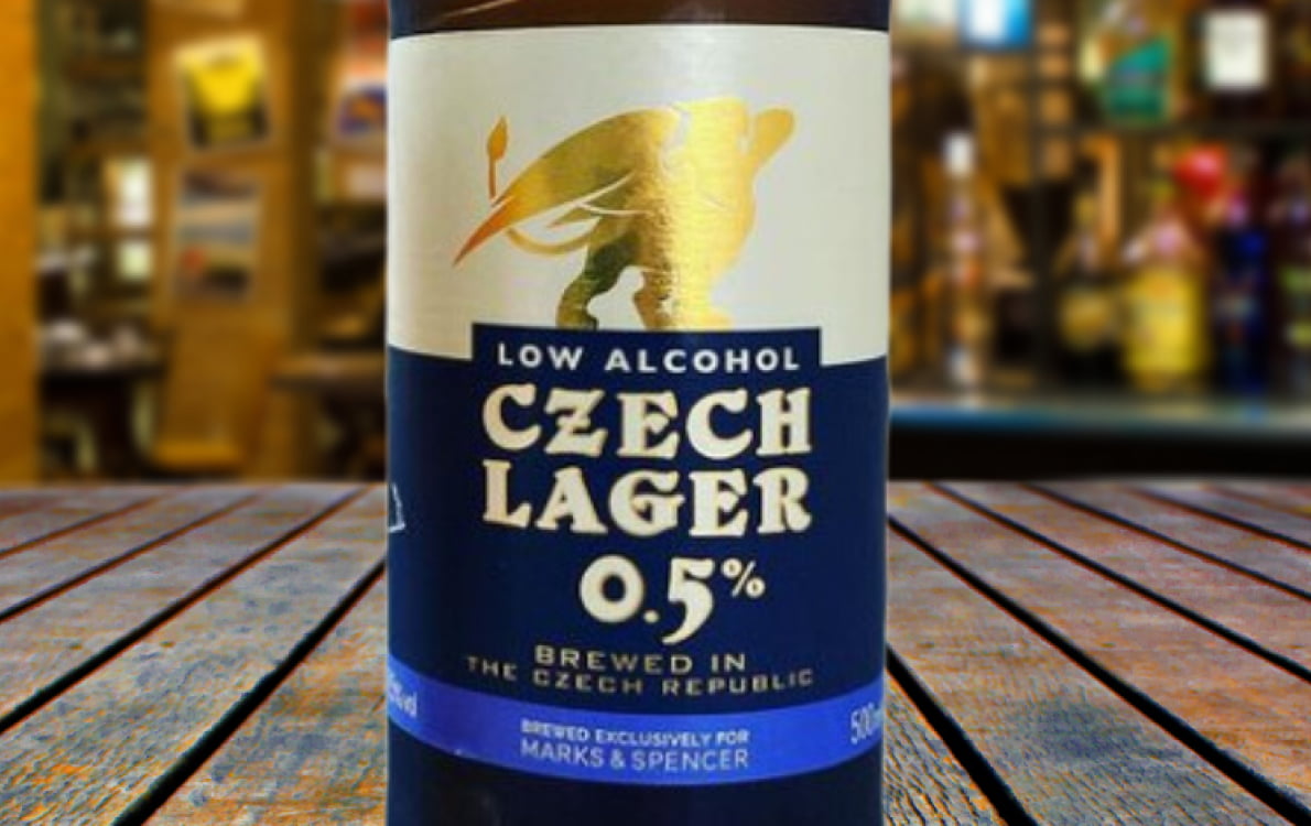 Bottle of czech lager 0.5% non alcoholic beer
